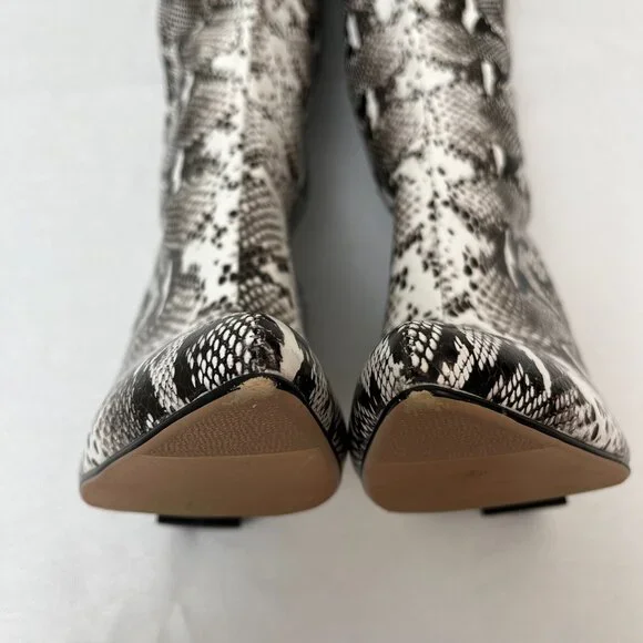 WetKiss PU Faux Snakeskin Pointed Toe Chunky Heel Side Zip Knee High Boot 9.5 - Picture 7 of 12